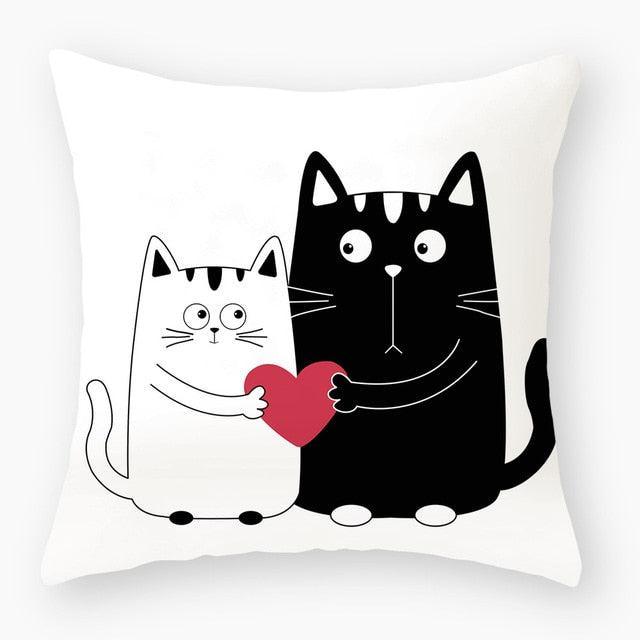 Elegant Cat-Themed Polyester Cushion Cover - Luxury Home Decor for Cat Lovers