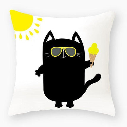 Elegant Cat-Themed Nursery Cushion Cover 18x18 inches