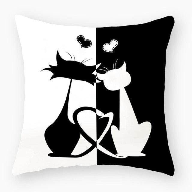 Opulent Cat-Themed Throw Pillow Cover 18x18 Inches