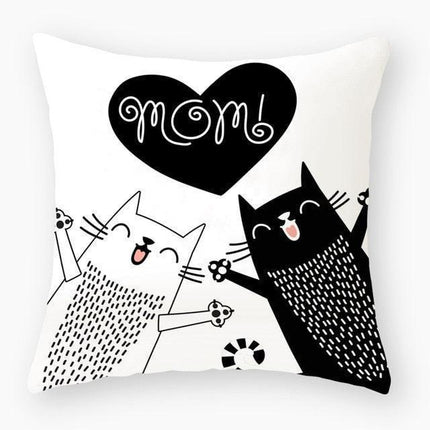 Elegant Cat-Themed Nursery Cushion Cover 18x18 inches
