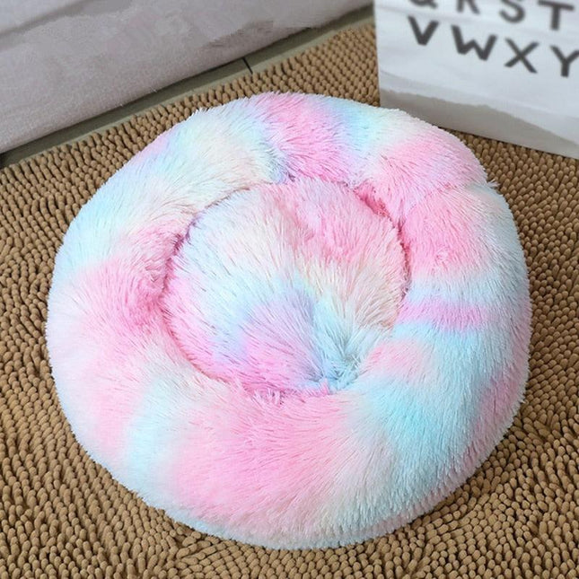 Plush Donut Calming Bed for Dogs and Cats - Cozy Comfort Retreat