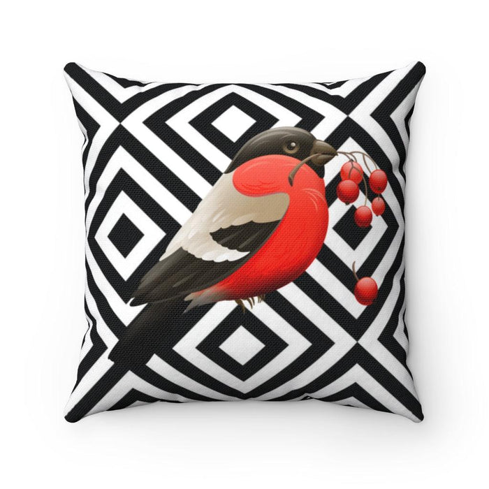Maison d'Elite Luxury Reversible Decorative Pillowcase with Abstract Red Bird Design