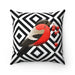 Maison d'Elite Luxury Reversible Decorative Pillowcase with Abstract Red Bird Design