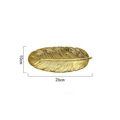 Luxury Botanica Ceramic Platter Storage Tray with Gold Rim Green Leaf - Très Elite