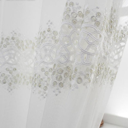 Chic Geometric Embroidered Tulle Drapes for Contemporary Home Decor