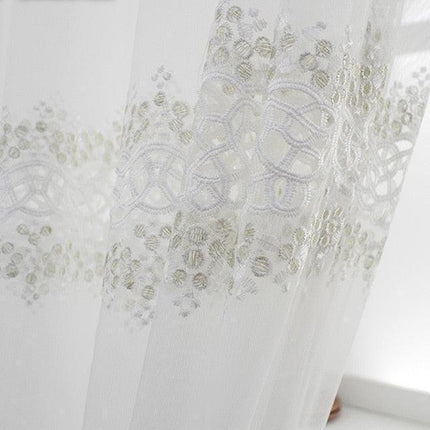 Chic Geometric Embroidered Tulle Drapes for Contemporary Home Decor