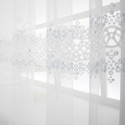 Chic Geometric Embroidered Tulle Drapes for Contemporary Home Decor