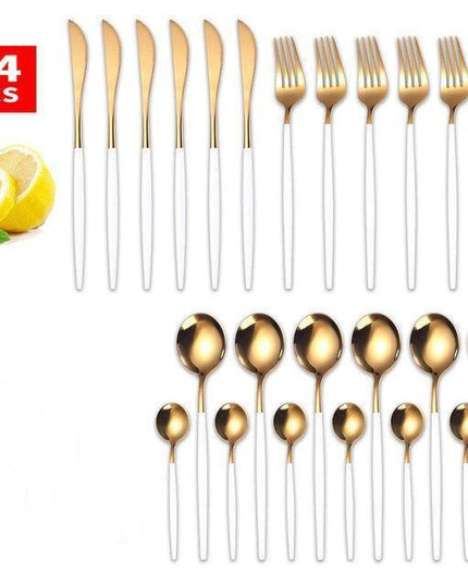 Elegance Redefined: Botanica Luxe Gold Flatware Set for Upscale Dining Experiences