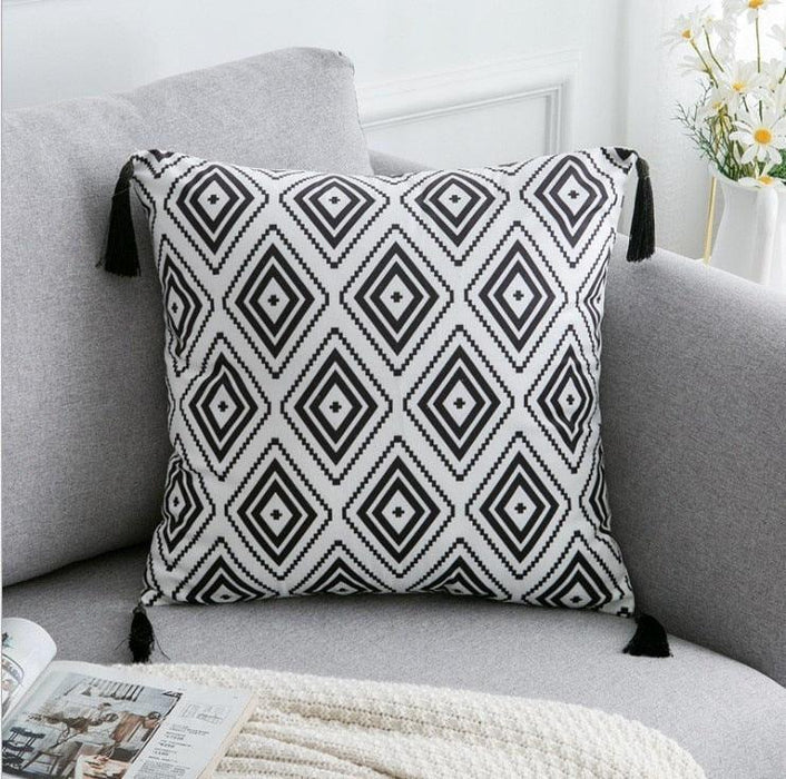 Elegant White and Black Velvet Pillowcase for Luxurious Home Decor