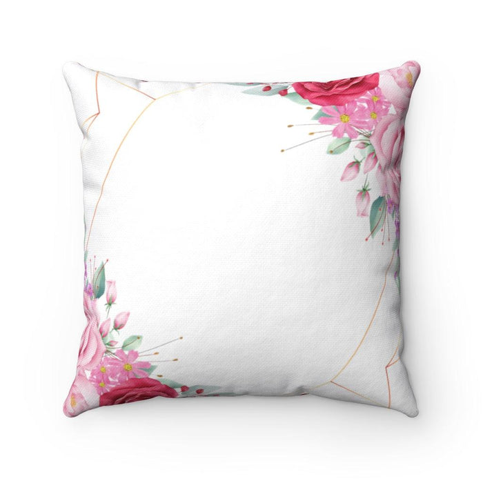 Luxurious Reversible Pink Flowers and Golden Abstract Decorative Cushion Cover by Maison d'Elite