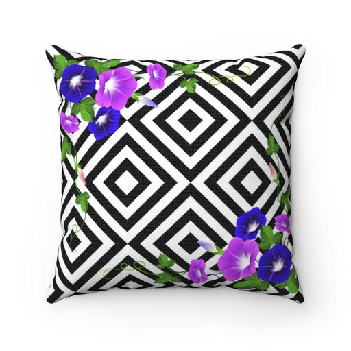 Purple Floral Reversible Decorative Pillowcase with Abstract Design