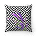 Elegant Reversible Decorative Pillowcase with White Purple Abstract Flowers