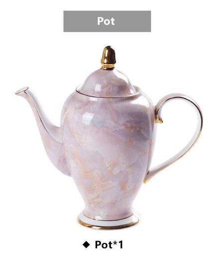 Elegant Chrysanthemum Marbled Bone China Tea Set: Exquisite 21-Piece Porcelain Collection