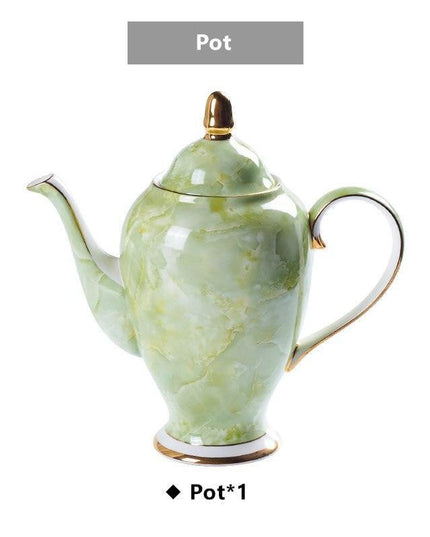 Elegant Chrysanthemum Marbled Bone China Tea Set: Exquisite 21-Piece Porcelain Collection