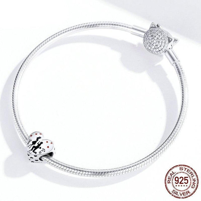 Timeless Romance "Will You Marry Me?" Heart Enamel Charm 925 Silver Bracelet