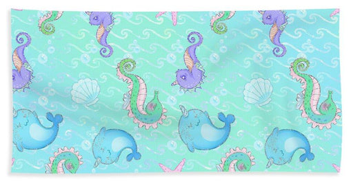 Under the Sea Bath and Hand Towels - Soft and Absorbent Microfiber with 100% Cotton Backing-Home Textiles›Bath Linens›Towels›Bath Towels-Pixels-Hand Towel (15" x 30")-Très Elite