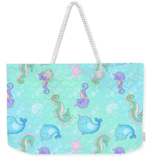 Under the Sea Weekender Tote Bag - Stylish and Durable-Luggage, Bags & Accessories›Overnight Travel Duffle Bags & Weekenders-Pixels-24" x 16"-White-Très Elite