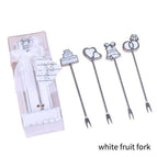 white fruit fork 4pc