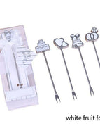 white fruit fork 4pc