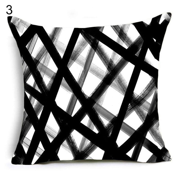 Modern Peach Skin Geometric Print Cushion Cover for Sofa and Bed