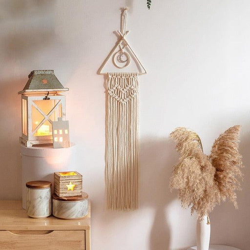 Nordic Star Moon Macrame Dream Catcher - Handcrafted Tranquility and Style