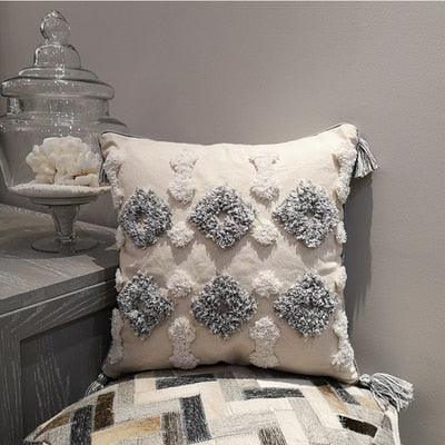 Moroccan Inspired Cotton Embroidered Pillow Cover - Stylish Home Decor Accessory