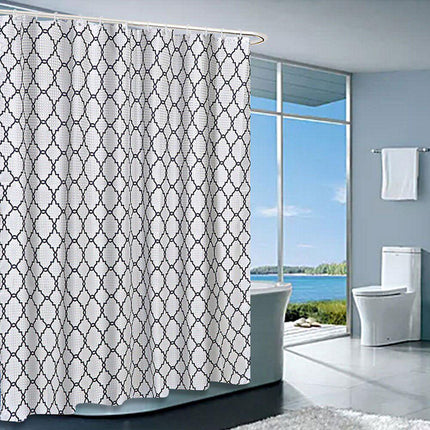 Moroccan Pearl Print Fabric Shower Curtain - Artistic Bathroom Statement Piece