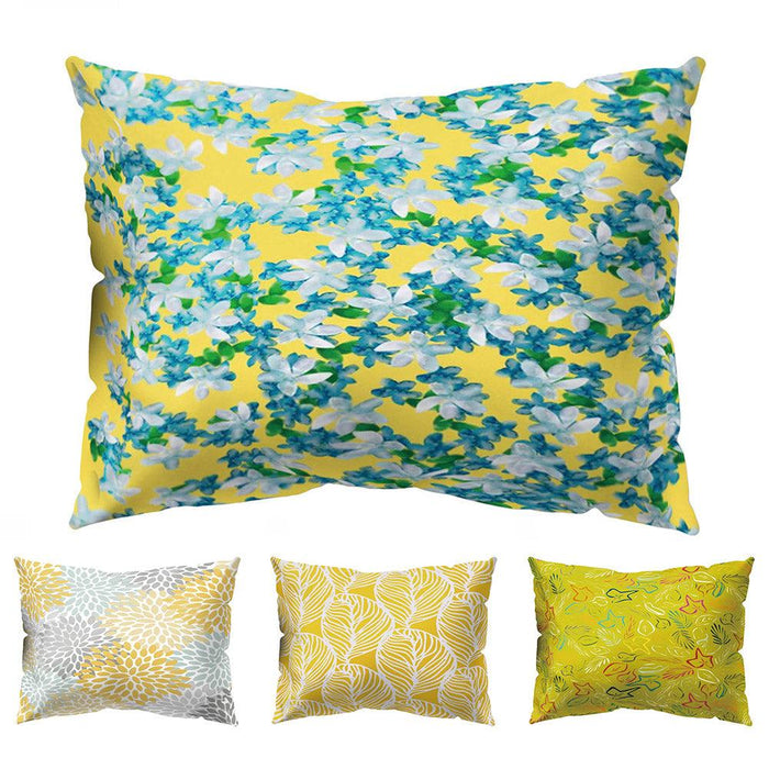 Vibrant Floral and Lemon Patterned Cushion Cover for Home Decor