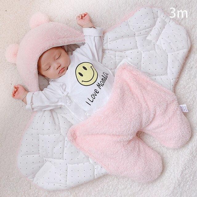 Luxurious Double-Layer Fleece Velvet Blanket Set for Infants 3-9 Months