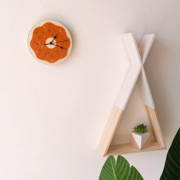 Nordic Donut Shaped Wall Clock - Cute Clock for Kids' Room with Silent Cartoon Design