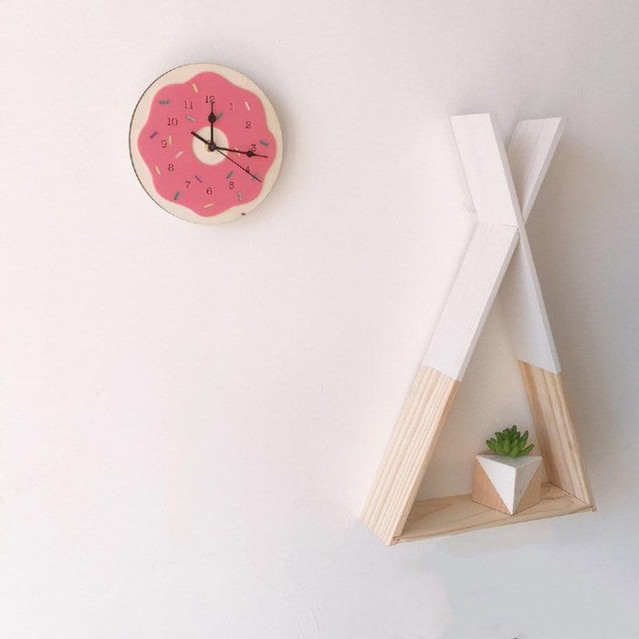 Whimsical Donut Shaped Wall Clock with Silent Mute Movement and Cartoon Design