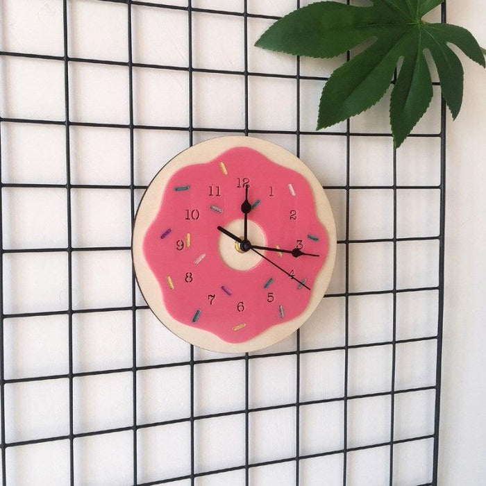 Whimsical Donut Wall Clock - Fun Clock for Kids' Room with Cartoon-inspired Design