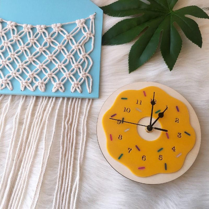 Whimsical Donut Shaped Wall Clock with Silent Mute Movement and Cartoon Design