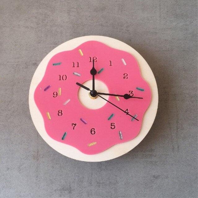 Cartoon Kids' Room Wall Clock with Nordic Donut Design