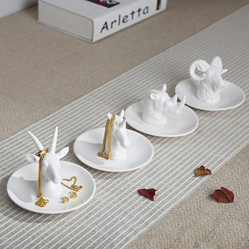 Nordic White Ceramic Jewelry Tray: Stylish Home Decor Organization Piece
