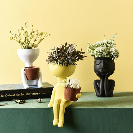 Nordic Minimalist Ceramic Abstract Vase with Unique Head Shape Design