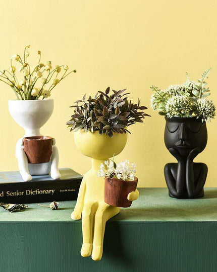 Contemporary Nordic Head-Shaped Ceramic Vase for Modern Interiors