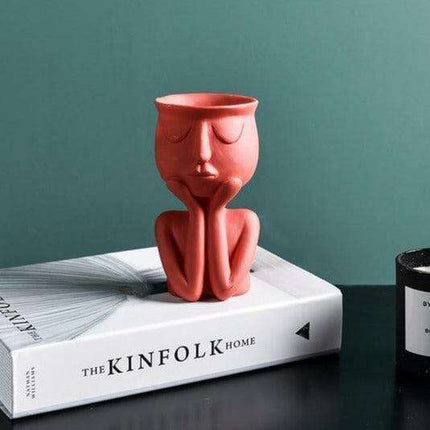 Contemporary Scandinavian Ceramic Vase with Abstract Human Face Design