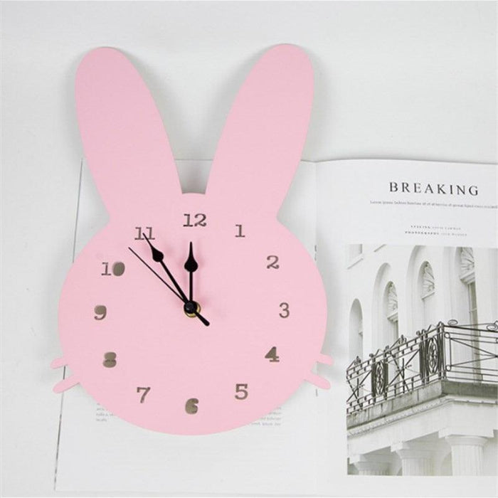 Whimsical Nordic Woodland Creatures Kids' Quiet Wall Clock - Charming Animated Design