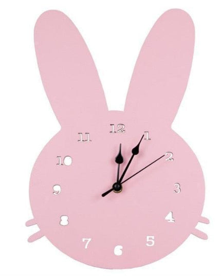 Whimsical Nordic Wooden Rabbit and Swan Wall Clock for Magical Kids' Room Decor