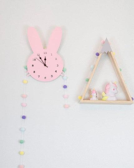 Whimsical Nordic Wooden Rabbit and Swan Wall Clock for Magical Kids' Room Decor