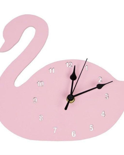 Whimsical Nordic Wooden Rabbit and Swan Wall Clock for Magical Kids' Room Decor