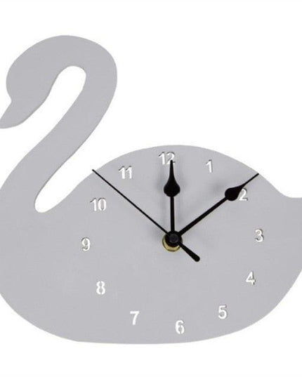 Whimsical Nordic Wooden Rabbit and Swan Wall Clock for Magical Kids' Room Decor