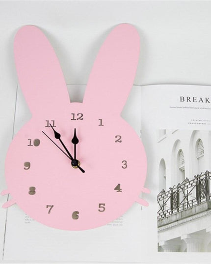 Whimsical Nordic Wooden Rabbit and Swan Wall Clock for Magical Kids' Room Decor