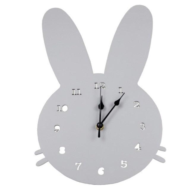 Nordic Wooden Rabbit Swan Crown Cloud Wall Clock for Kids Room Decor with Whimsical Touch