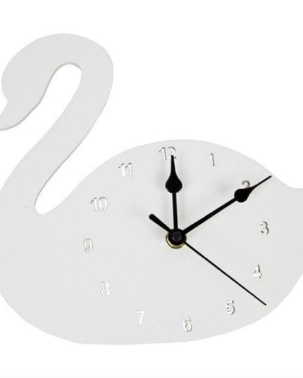Whimsical Nordic Wooden Rabbit and Swan Wall Clock for Magical Kids' Room Decor