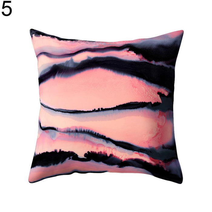 Dual-Patterned Peach Skin Geometric Pillowcase