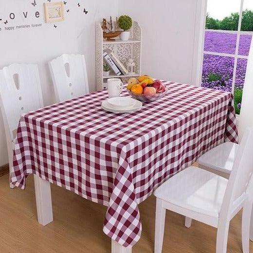 Elegant Plaid Polyester Dining Table Cover