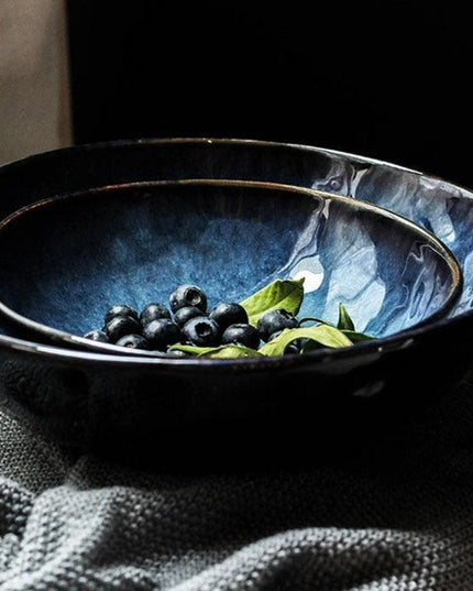 Charming Cat Eye Design Blue Ceramic Dinnerware Set for Elegant Dining Experience