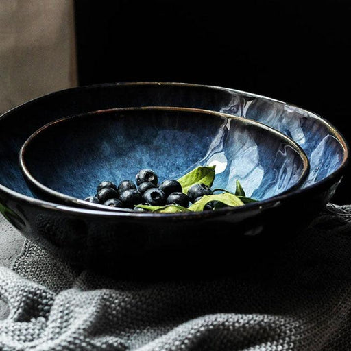 Blue Feline Gaze Ceramic Tableware Collection for Sophisticated Dining